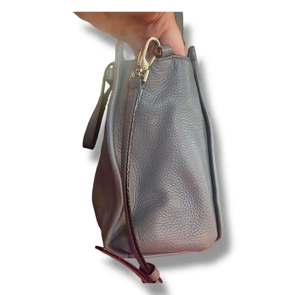 Authentic Vintage Kate Spade New York Gray Grey Pebbled Leather Handbag Purse